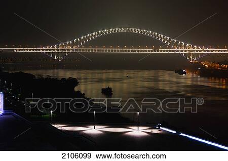 China, Bridge illuminated at night; Chongqing View Large Photo Image Stock Photo - China, Bridge illuminated at night; Chongqing. Fotosearch