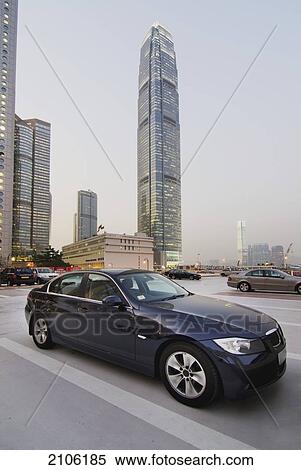 Stock Photography - China, Central district with IFC Tower at dusk; Hong Kong. Fotosearch