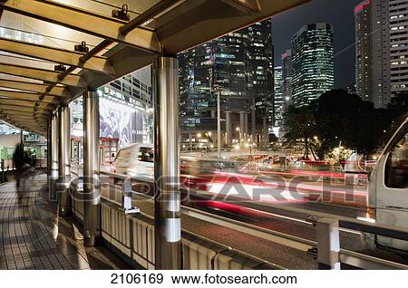 China, City at night in central district; Hong Kong View Large Photo Image Stock Photo - China, City at night in central district; Hong Kong. Fotosearch