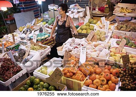 China, Hong Kong, Central (Soho); Victoria, Fresh Fruit And Vegetable Seller At Graham Street Wet Market View Large Photo Image Stock Photography - China, Hong Kong, Central (Soho); Victoria, Fresh Fruit And Vegetable Seller At Graham Street Wet Market. Fotosearch