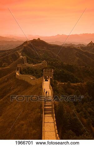 China, Jinshanling, The Great Wall Of China, Glow Of Sunset Over Hills And Sky. View Large Photo Image Stock Image - China, Jinshanling, The Great Wall Of China, Glow Of Sunset Over Hills And Sky.. Fotosearch