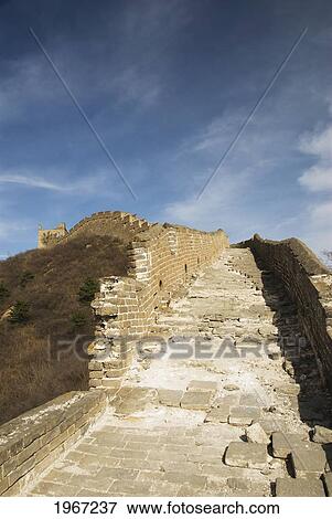 China, Jinshanling, The Great Wall Of China, View From Old Walkway Along Wall. View Large Photo Image Stock Photo - China, Jinshanling, The Great Wall Of China, View From Old Walkway Along Wall.. Fotosearch