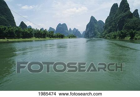 China, Landscape of Li River and mountains; Guilin View Large Photo Image Picture - China, Landscape of Li River and mountains; Guilin. Fotosearch