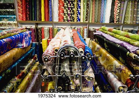China, Rolls Of Silk Fabric At Hongqiao Market; Beijing View Large Photo Image Picture - China, Rolls Of Silk Fabric At Hongqiao Market; Beijing. Fotosearch