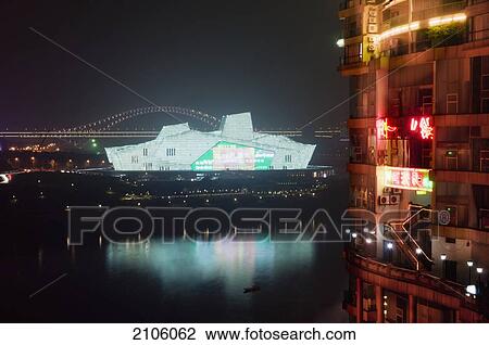 China, Sichuan, New Opera House Hongyadong at night; Chongqing View Large Photo Image Stock Image - China, Sichuan, New Opera House Hongyadong at night; Chongqing. Fotosearch