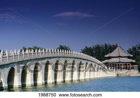 China, Summer Palace, Seventeen Arch Bridge, Looking Across To Outdoor Pavilion View Large Photo Image Stock Image - China, Summer Palace, Seventeen Arch Bridge, Looking Across To Outdoor Pavilion. Fotosearch