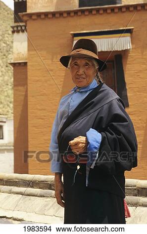 Picture - China, Xiahe, Local Woman Near Monastary. No Model Release. Fotosearch