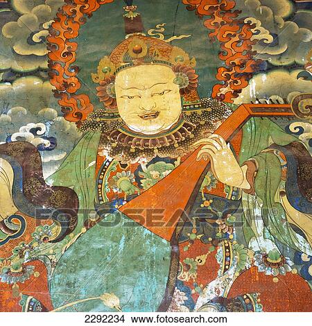 Picture - China, Xizang, Lhasa, Colorful painted image at Sera Monastery. Fotosearch