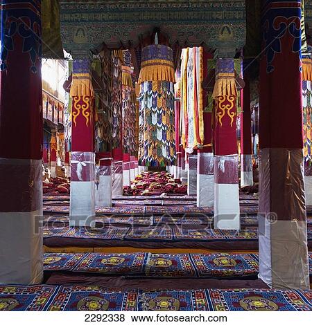 Stock Photo - China, Xizang, Lhasa, Drepung Monastery, Monk's clothing and monastery interior. Fotosearch
