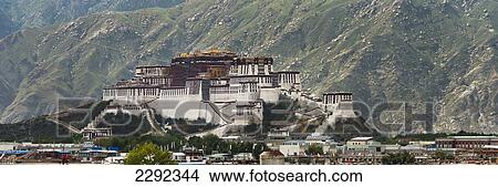 China, Xizang, Lhasa, Potala Palace as seen from distance View Large Photo Image Picture - China, Xizang, Lhasa, Potala Palace as seen from distance. Fotosearch