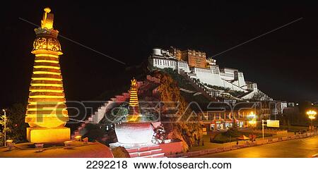 Stock Photo - China, Xizang, Lhasa, Potala Palace at night. Fotosearch