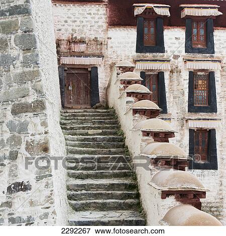 Stock Photo - China, Xizang, Lhasa, Potala Palace, Old stone steps. Fotosearch