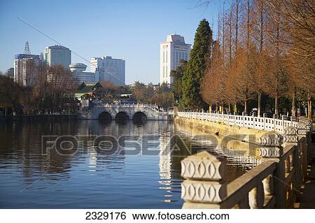 Stock Photograph - China, Yunnan, Green Lake Park; Kunming, Cuihu Park. Fotosearch