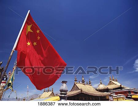 Chinese Flag Flying Above The Potala Lhasa View Large Photo Image Stock Photo - Chinese Flag Flying Above The Potala Lhasa. Fotosearch