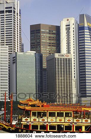 Chinese Junk And Skyline At Dawn View Large Photo Image Picture - Chinese Junk And Skyline At Dawn. Fotosearch