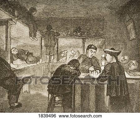 Stock Photograph - Chinese Opium Den In San Francisco, California In 1870S. From American Pictures Drawn With Pen And Pencil By Rev Samuel Manning Circa 1880. Fotosearch