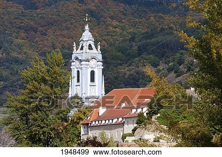 Stock Photo - Chorherrenstift church, Duernstein in Wachau, Lower Austria, Austria. Fotosearch