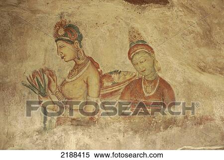 Stock Photography - Chris Caldicott/Axiom Buddhist Frescos Sigiriya Sri Lanka. Fotosearch