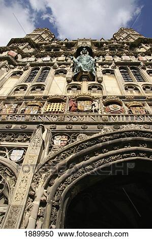 Stock Image - Christ Church Gate On Canterbury Cathedral, Low Angle View. Fotosearch