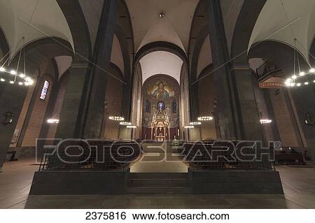 Stock Photograph - Christ mosaic in the apse of Maria Laach Abbey, Germany. Fotosearch