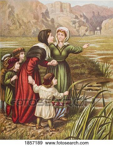 Stock Photo - Christiana And Mercy At The Slough Of Despond. From The Book The Pilgrim's Progress By John Bunyan, From Late 19Th Century Edition.. Fotosearch