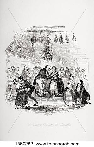 Stock Image - Christmas Eve At Mr. Wardle's. Illustration From The Charles Dickens Novel The Pickwick Papers By H. K. Browne Known As Phiz. Fotosearch