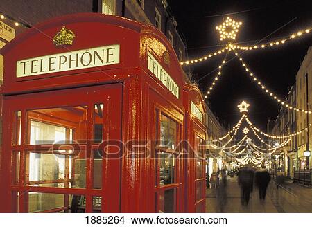 Christmas Lights And Phone Box On South Molton Street View Large Photo Image Picture - Christmas Lights And Phone Box On South Molton Street. Fotosearch