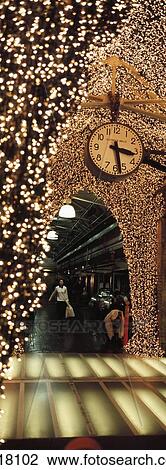 Stock Image - Christmas Lights Inside Chelsea Market. Fotosearch