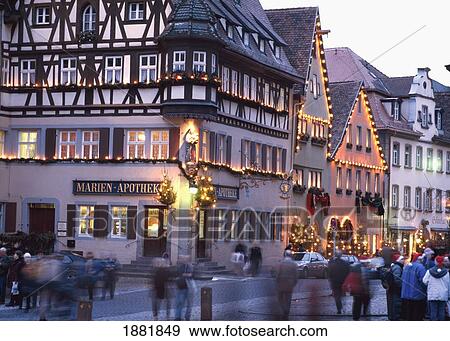 Stock Photo - Christmas Market At Dusk. Fotosearch