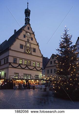 Christmas Market At Dusk View Large Photo Image Stock Photograph - Christmas Market At Dusk. Fotosearch