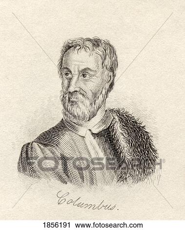 Stock Image - Christopher Columbus 1451 - 1506. Italian Born Spanish Financed Explorer, Discoverer Of America. From The Book Crabb's Historical Dictionary Published 1825.. Fotosearch