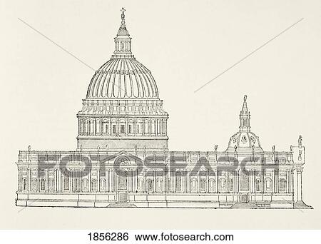Christopher Wren´S First Design For The New St Paul's Cathedral After The Great Fire Of London. From The National And Domestic History Of England By William Aubrey Published London Circa 1890 View Large Photo Image Stock Photograph - Christopher Wren´S First Design For The New St Paul's Cathedral After The Great Fire Of London. From The National And Domestic History Of England By William Aubrey Published London Circa 1890. Fotosearch