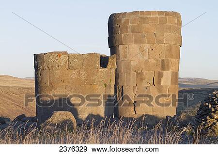 Chullpas (ancient Colla funerary towers), Sillustani, Puno, Peru View Large Photo Image Stock Photo - Chullpas (ancient Colla funerary towers), Sillustani, Puno, Peru. Fotosearch