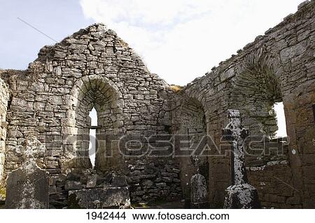 Picture - Church And Cemetery Ruins; Carran County Clare Ireland. Fotosearch