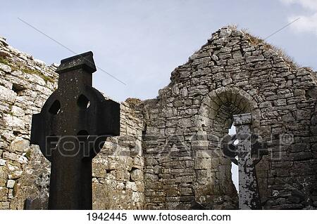 Stock Photography - Church And Cemetery Ruins; Carran County Clare Ireland. Fotosearch