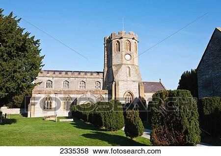 Stock Photo - Church And Park; Somerton, South Somerset, England, Uk. Fotosearch