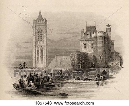 Stock Image - Church At Gorcum, Holland. From A 19Th Century Print By D. Roberts.. Fotosearch