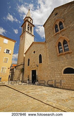 Church Building In The Old Town Of Budva; Budva Monte View Large Photo Image Stock Photograph - Church Building In The Old Town Of Budva; Budva Monte. Fotosearch