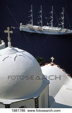 Stock Photograph - Church Dome And Tall Ship. Fotosearch