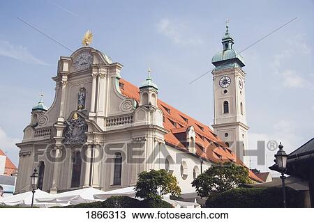 Church Front And Tower; Munich, Germany View Large Photo Image Stock Image - Church Front And Tower; Munich, Germany. Fotosearch
