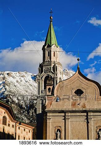 Stock Photograph - Church In Cortina D'ampezzo. Fotosearch