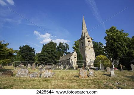 Picture - Church in Lower Slaughter Village, The Cotswolds; Gloucestershire, England. Fotosearch