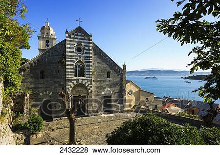 Stock Photo - Church of San Lorenzo; Porto Venere, Liguria, Italy. Fotosearch
