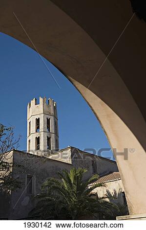 Stock Image - Church of St Dominique in the Bosco quarter. A rare example of Corsican Gothic architecture. Bonifacio. Corsica. France. Fotosearch