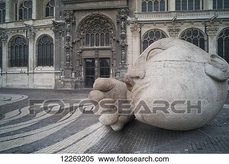 Church of St Eustace with L'ecoute sculpture; Paris, France View Large Photo Image Stock Photography - Church of St Eustace with L'ecoute sculpture; Paris, France. Fotosearch