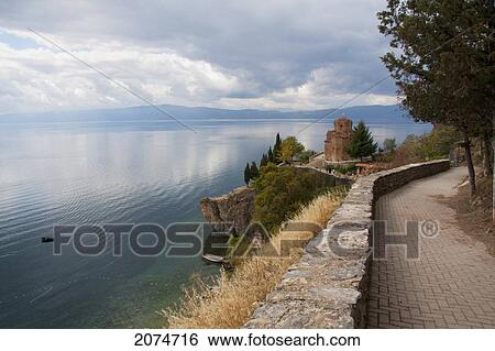 Church Of St. Jovan (St. John The Theologian) At Kaneo And Ohrid Lake At Sunset, Ohrid, Macedonia View Large Photo Image Stock Photograph - Church Of St. Jovan (St. John The Theologian) At Kaneo And Ohrid Lake At Sunset, Ohrid, Macedonia. Fotosearch