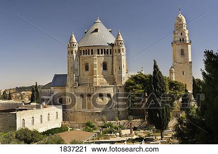 Stock Image - Church Of The Dormition And Bell Tower At Mt Zion; Jerusalem, Israel. Fotosearch