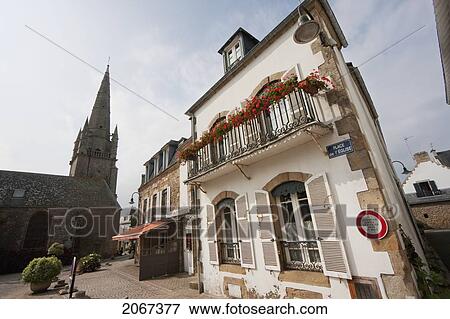 Stock Photo - Church Square, Carnac, Morbihan, France. Fotosearch