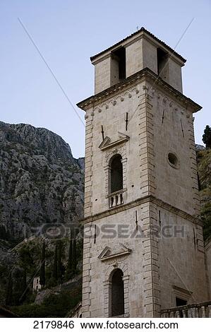 Stock Photograph - Church Tower, Kotor Monte. Tif. Fotosearch
