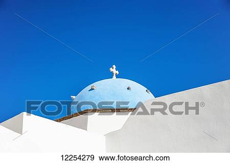 Church with blue dome roof; Megalochori, Santorini, Greece View Large Photo Image Stock Photo - Church with blue dome roof; Megalochori, Santorini, Greece. Fotosearch